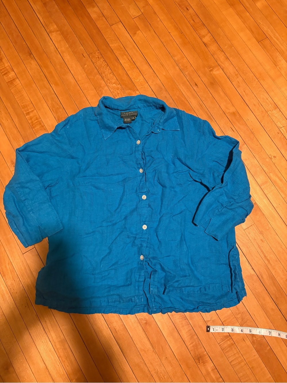 Blue Ralph Lauren Linen Button Bown Shirt Womens X1
